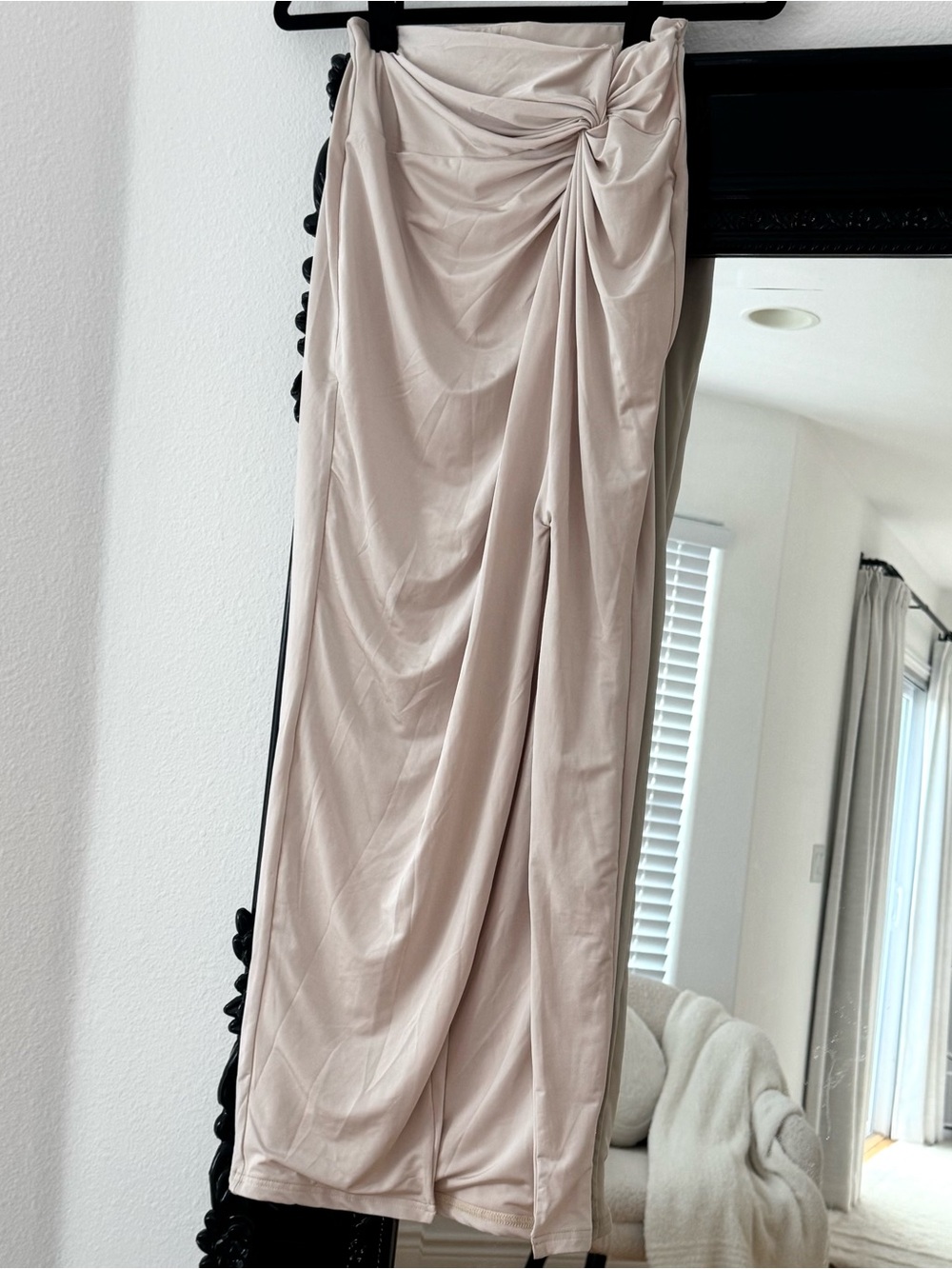 SHEIN | Women’s Beige Ruched Twist Front Maxi Skirt